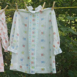 Authentic Vintage 1960's Children's Fashion sheer Floral Print Girls Dress